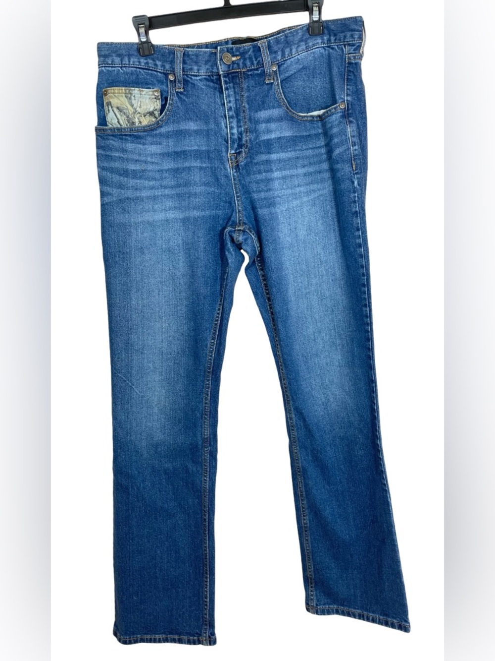 Realtree Men's Blue Straight-Leg Jeans with Camo Pocket Accent